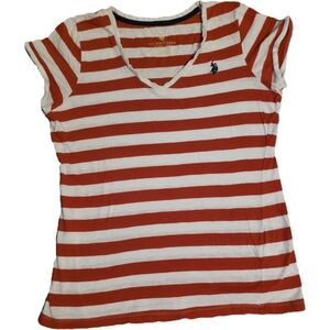 U.S. Polo Assn. Orange and White Fitted Polo T-Shirt